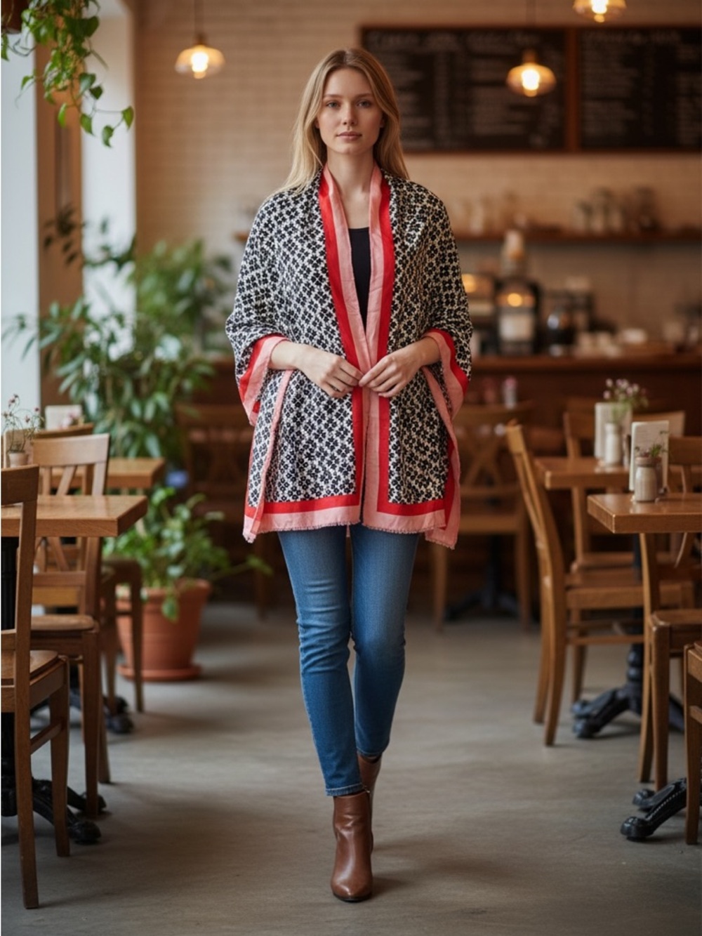 Kate Spade large Flower Cape / scarf in beautiful shades of pink - Picture 2 of 7